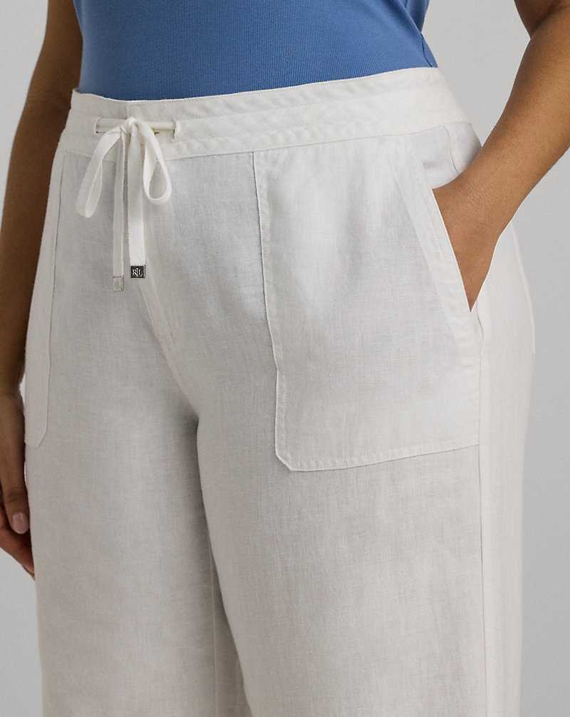 Pantalones Ralph Lauren Linen Drawcord Mujer Blancos | RBGSADQ-56 - vista 5