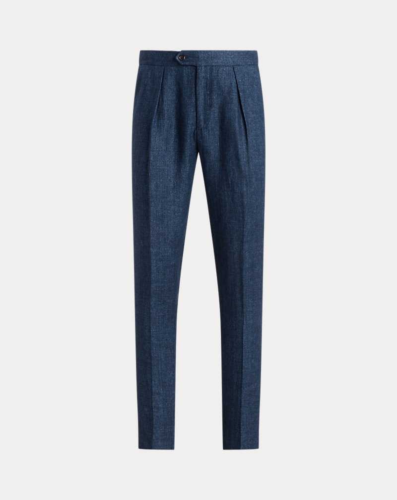 Pantalones Ralph Lauren Linen Herringbone Hombre Azul Marino | OIMNBJG-81 - vista 2