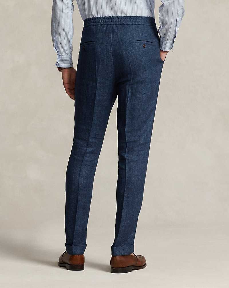 Pantalones Ralph Lauren Linen Herringbone Hombre Azul Marino | OIMNBJG-81 - vista 4