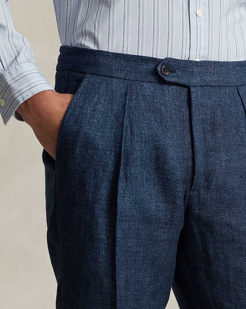 Pantalones Ralph Lauren Linen Herringbone Hombre Azul Marino | OIMNBJG-81 - vista 5