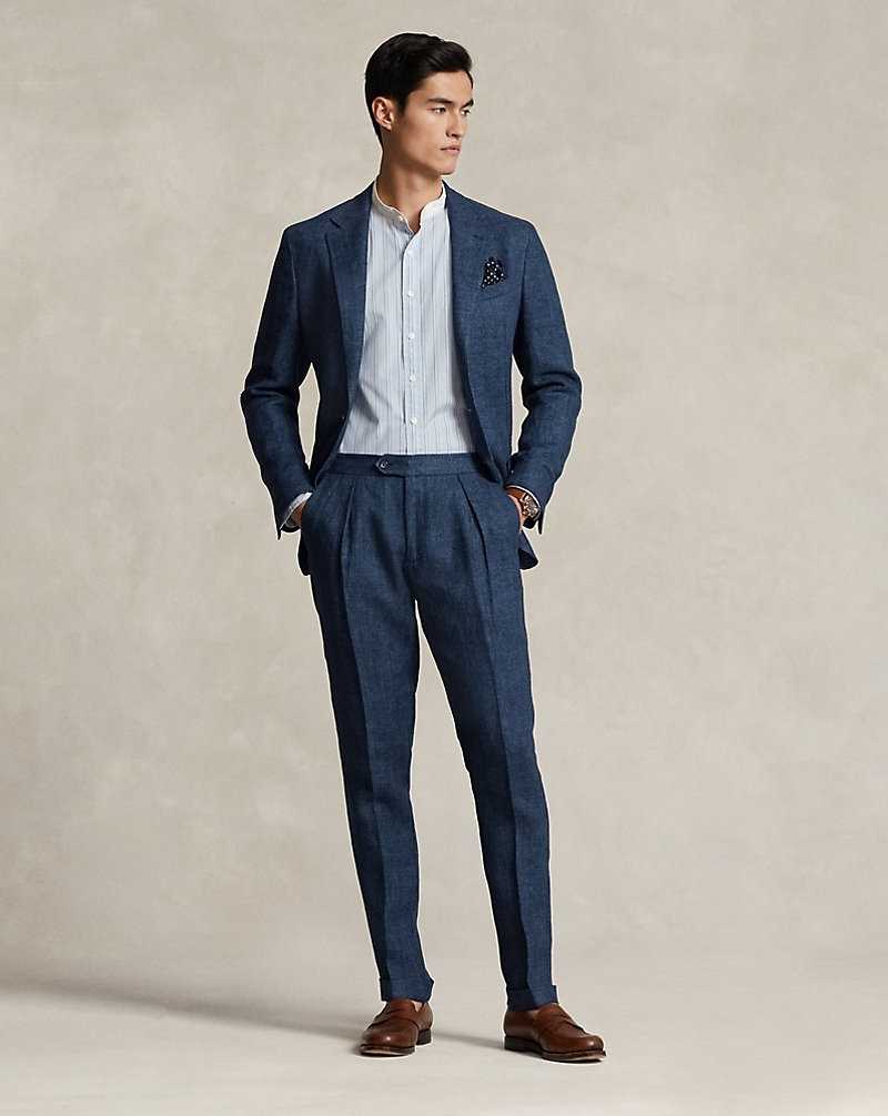 Pantalones Ralph Lauren Linen Herringbone Hombre Azul Marino | OIMNBJG-81 - vista 1