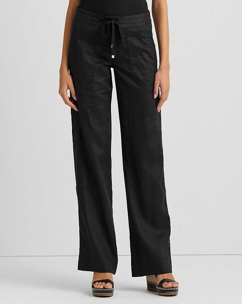 Pantalones Ralph Lauren Linen Wide-Leg Mujer Negros | UBYXIRH-29 - vista 3