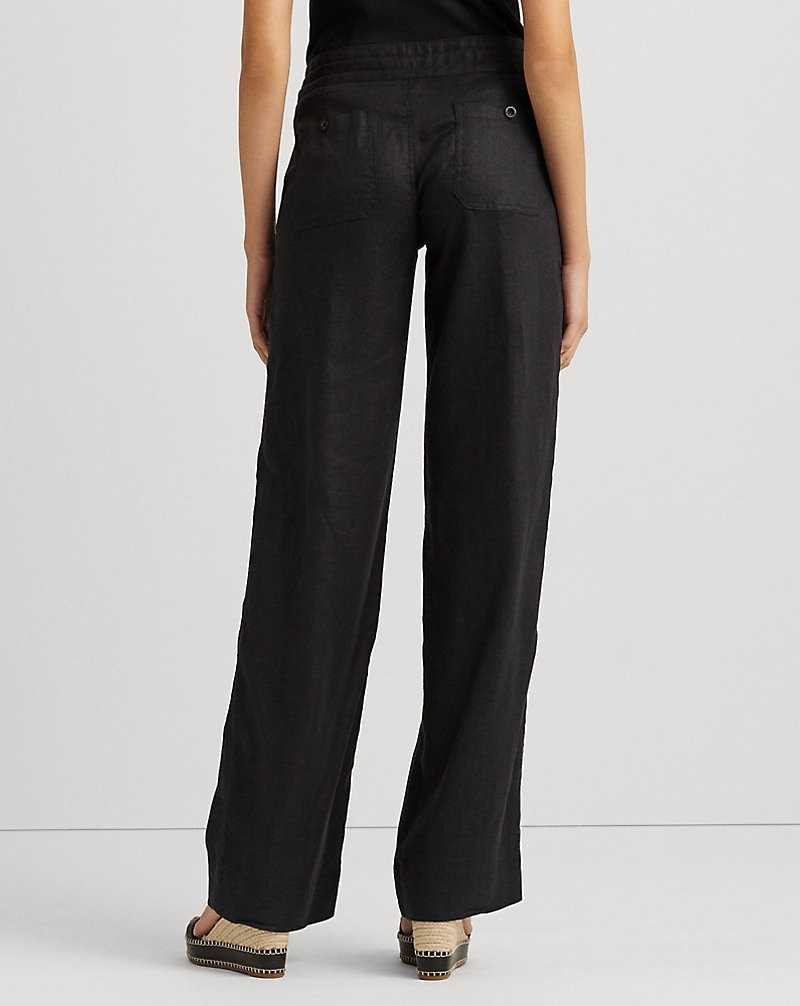 Pantalones Ralph Lauren Linen Wide-Leg Mujer Negros | UBYXIRH-29 - vista 4