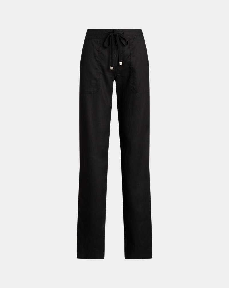 Pantalones Ralph Lauren Linen Wide-Leg Mujer Negros | UBYXIRH-29 - vista 2