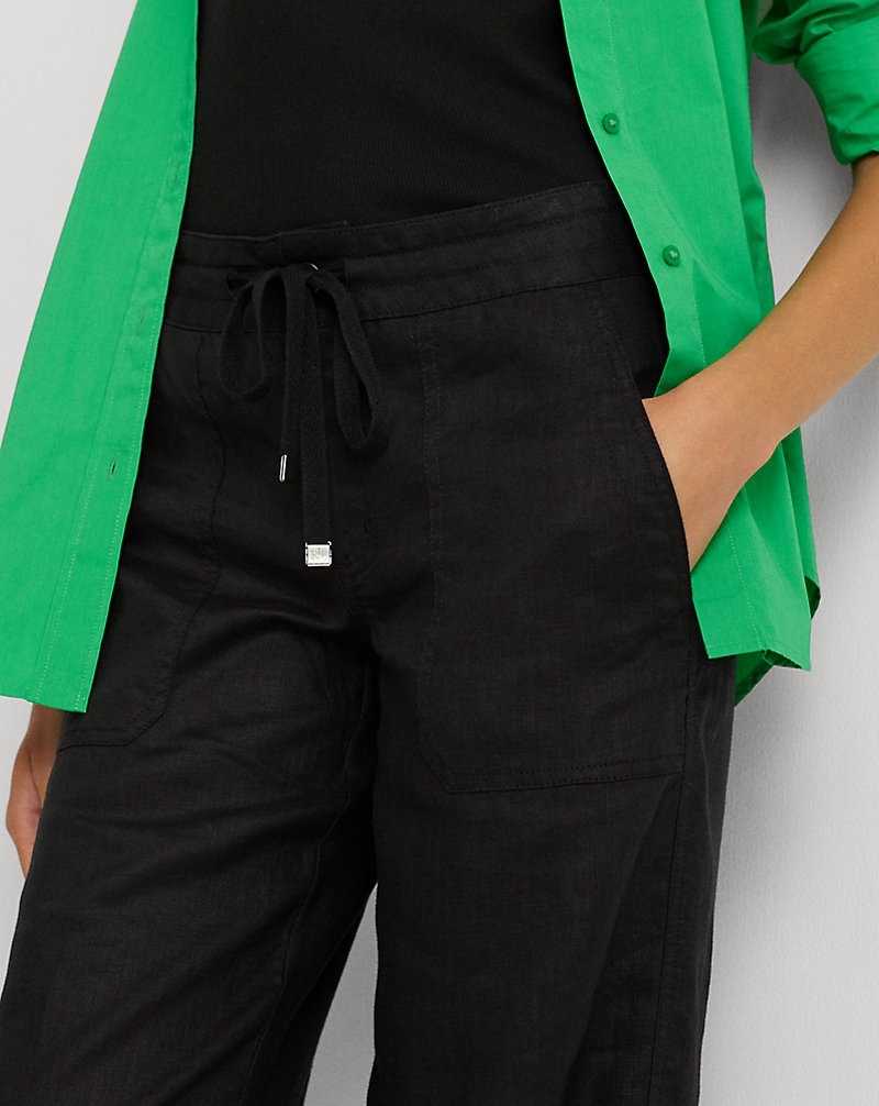 Pantalones Ralph Lauren Linen Wide-Leg Mujer Negros | UBYXIRH-29 - vista 5