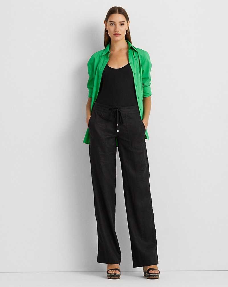 Pantalones Ralph Lauren Linen Wide-Leg Mujer Negros | UBYXIRH-29 - vista 1