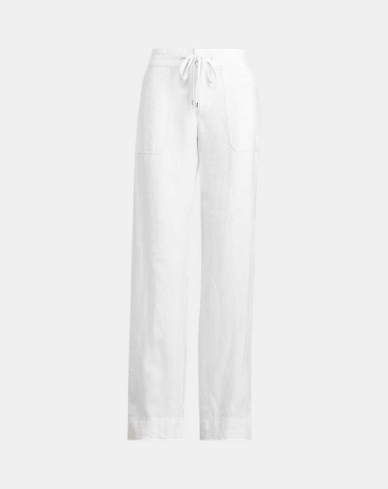 Pantalones Ralph Lauren Linen Wide-Leg Mujer Blancos | CXQTOAH-67 - vista 2