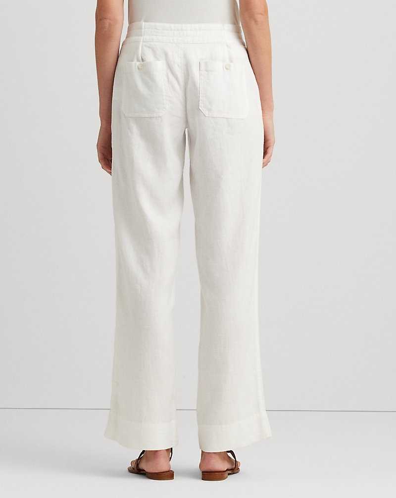 Pantalones Ralph Lauren Linen Wide-Leg Mujer Blancos | CXQTOAH-67 - vista 4