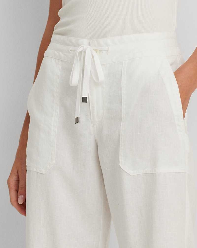 Pantalones Ralph Lauren Linen Wide-Leg Mujer Blancos | CXQTOAH-67 - vista 5