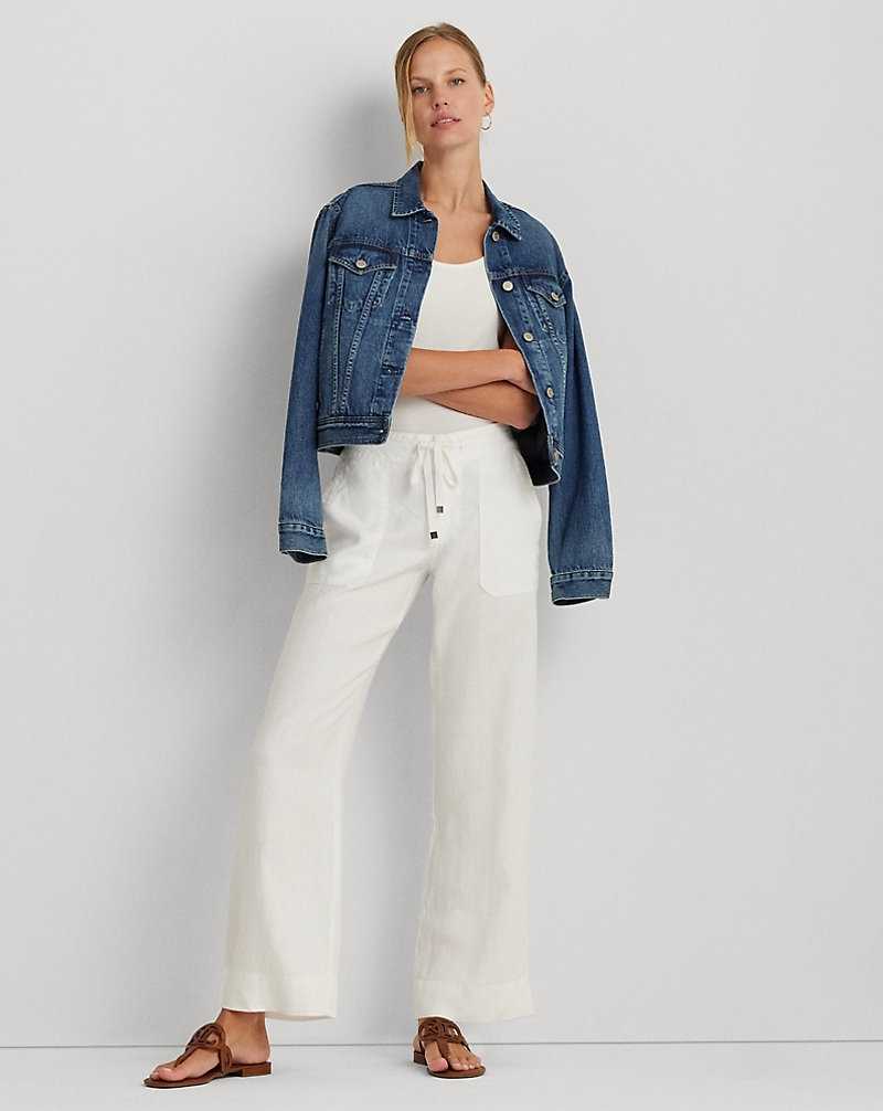 Pantalones Ralph Lauren Linen Wide-Leg Mujer Blancos | CXQTOAH-67 - vista 1