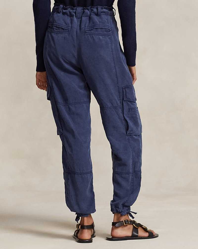 Pantalones Ralph Lauren Linen-Blend Twill Cargo Mujer Azul Marino | VSRBQXE-35 - vista 4