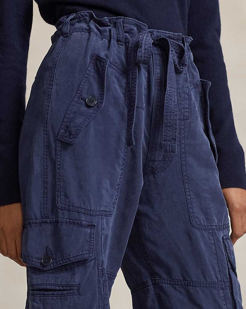 Pantalones Ralph Lauren Linen-Blend Twill Cargo Mujer Azul Marino | VSRBQXE-35 - vista 5