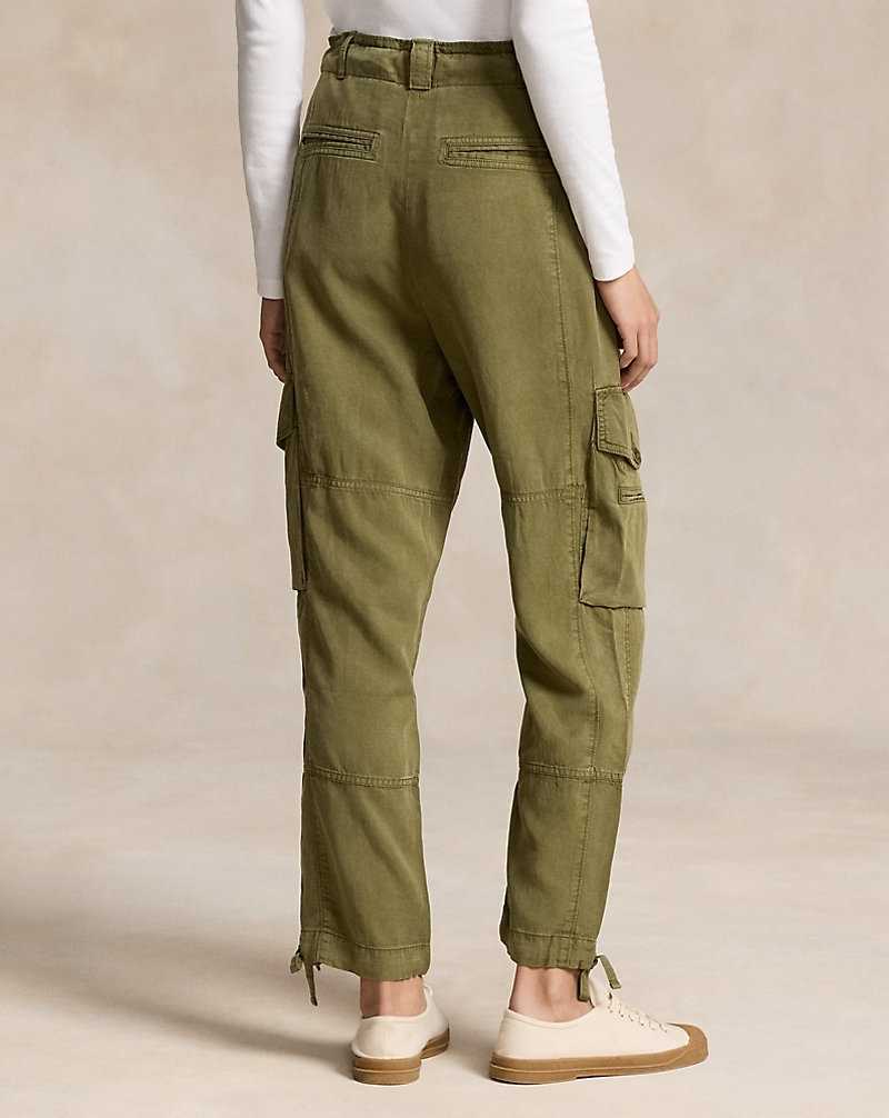 Pantalones Ralph Lauren Linen-Blend Twill Cargo Mujer Verde Oliva | CDMNQRE-26 - vista 4