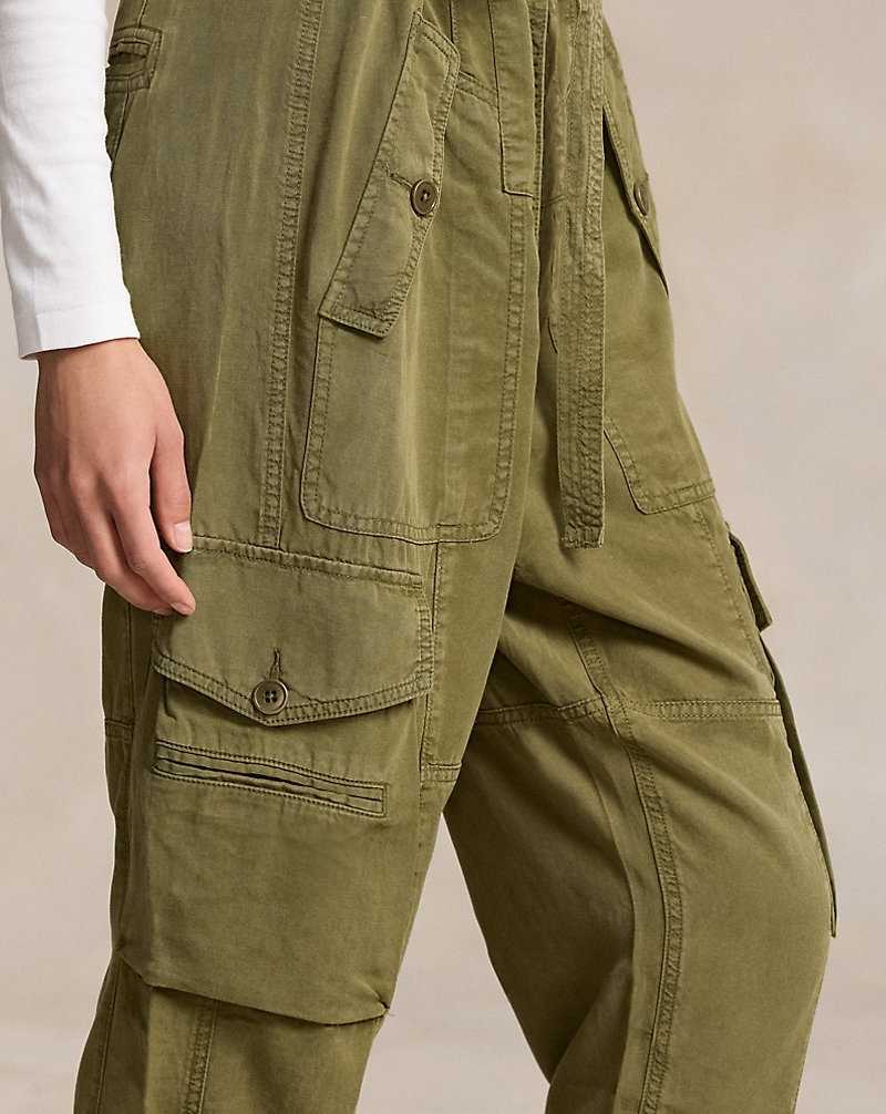 Pantalones Ralph Lauren Linen-Blend Twill Cargo Mujer Verde Oliva | CDMNQRE-26 - vista 5