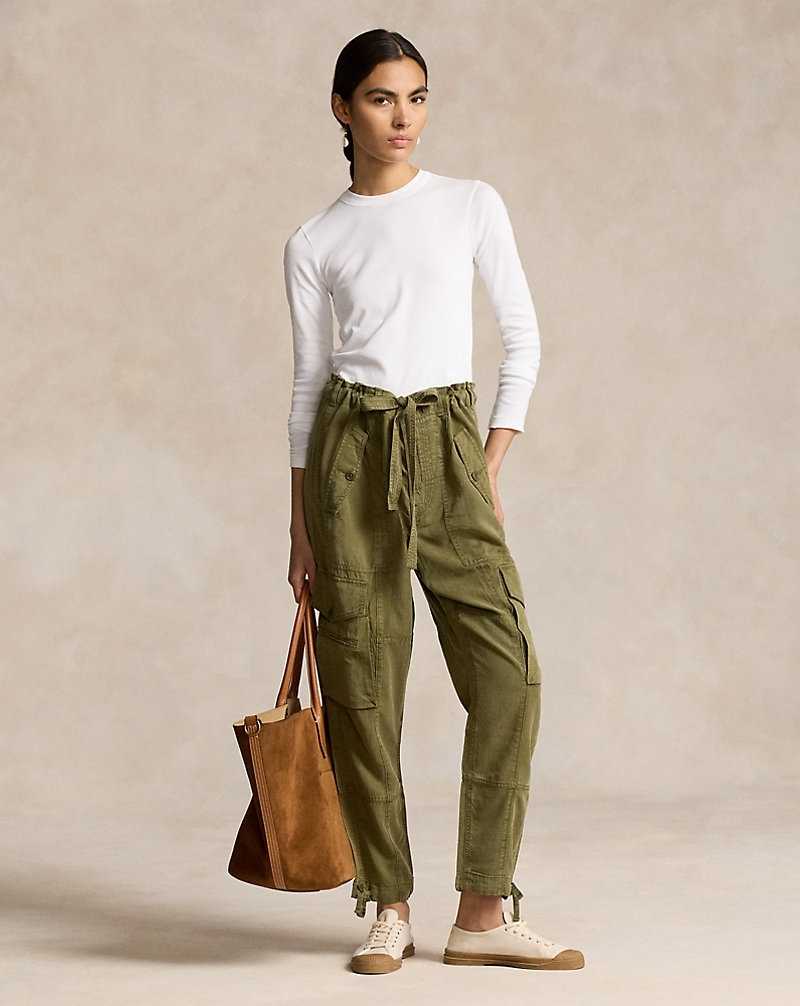 Pantalones Ralph Lauren Linen-Blend Twill Cargo Mujer Verde Oliva | CDMNQRE-26 - vista 1