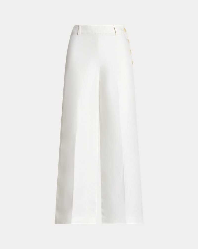 Pantalones Ralph Lauren Linen-Blend Twill Wide-Leg Cropped Mujer Blancos | LKXQVYJ-70 - vista 2
