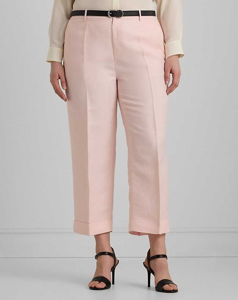 Pantalones Ralph Lauren Linen-Blend-Twill Croppeds Mujer Rosas | FJQBZWK-45 - vista 3