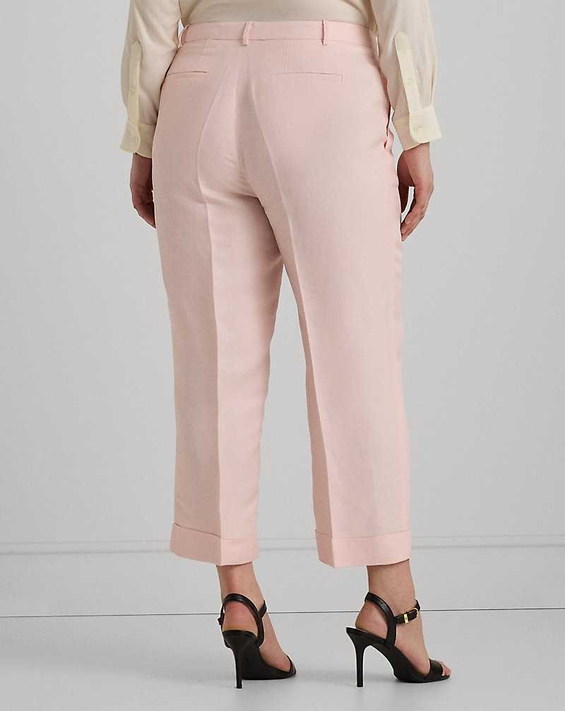 Pantalones Ralph Lauren Linen-Blend-Twill Croppeds Mujer Rosas | FJQBZWK-45 - vista 4