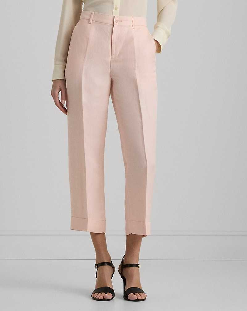 Pantalones Ralph Lauren Linen-Blend-Twill Croppeds Mujer Rosas | BSTNCXZ-69 - vista 3