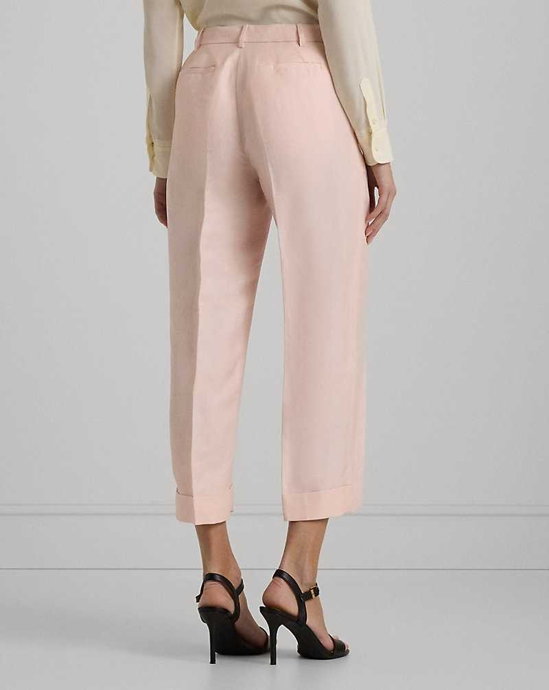 Pantalones Ralph Lauren Linen-Blend-Twill Croppeds Mujer Rosas | BSTNCXZ-69 - vista 4