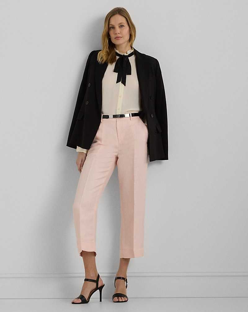 Pantalones Ralph Lauren Linen-Blend-Twill Croppeds Mujer Rosas | BSTNCXZ-69 - vista 1