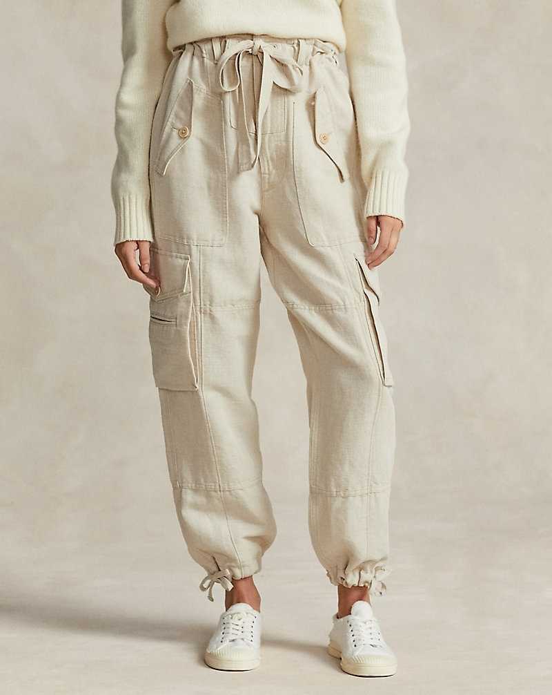 Pantalones Ralph Lauren Linen-Cotton Canvas Cargo Mujer Natural | BEWMLDP-21 - vista 3
