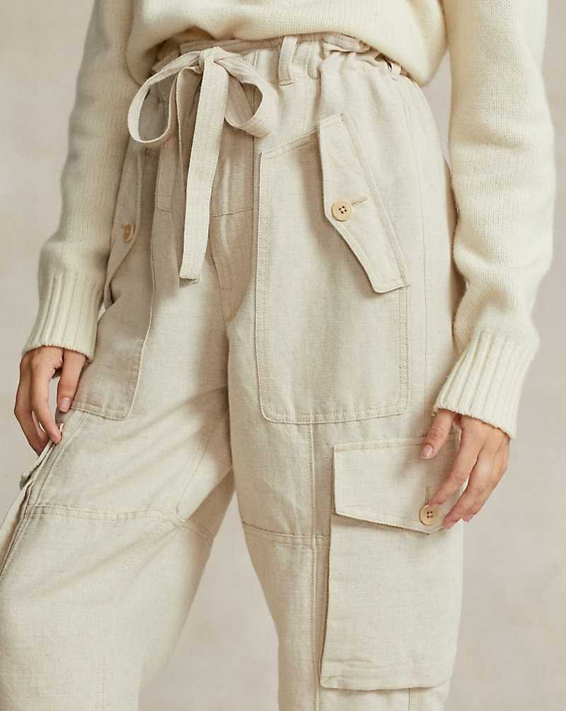 Pantalones Ralph Lauren Linen-Cotton Canvas Cargo Mujer Natural | BEWMLDP-21 - vista 5