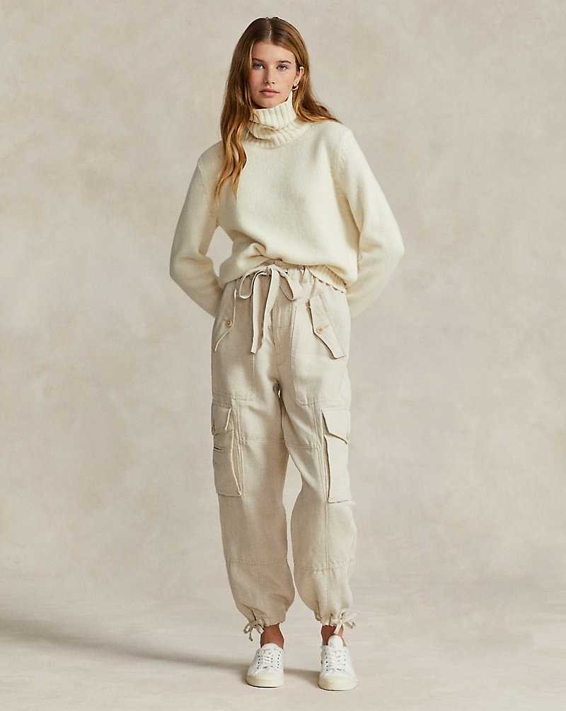 Pantalones Ralph Lauren Linen-Cotton Canvas Cargo Mujer Natural | BEWMLDP-21 - vista 1