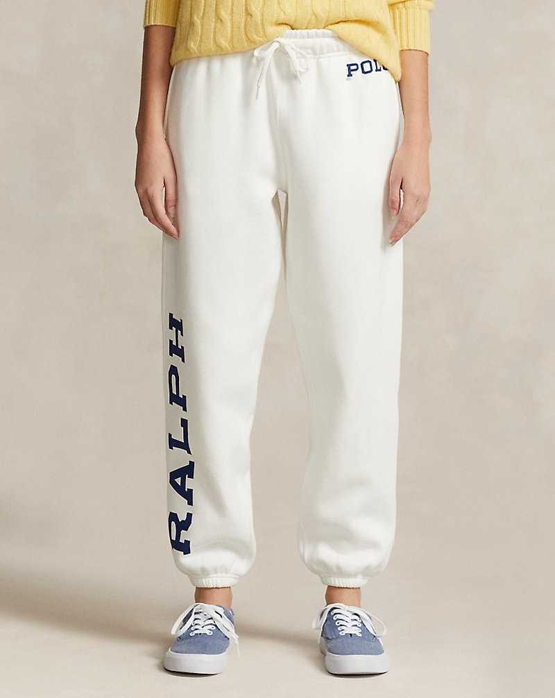 Pantalones Ralph Lauren Logo Fleece Athletic Mujer Blancos | CGIDYQV-51 - vista 3
