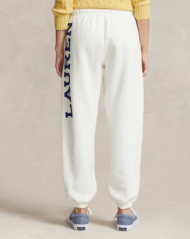 Pantalones Ralph Lauren Logo Fleece Athletic Mujer Blancos | CGIDYQV-51 - vista 4