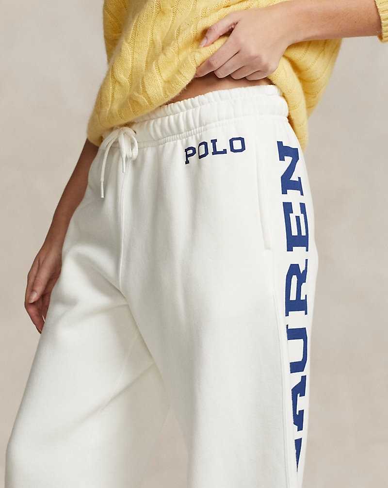 Pantalones Ralph Lauren Logo Fleece Athletic Mujer Blancos | CGIDYQV-51 - vista 5
