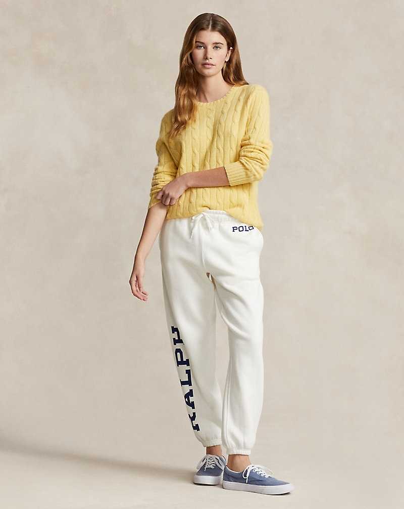 Pantalones Ralph Lauren Logo Fleece Athletic Mujer Blancos | CGIDYQV-51 - vista 1