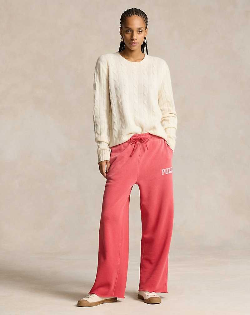 Pantalones Ralph Lauren Logo Fleece Athletic Mujer Rojos | LKVJUHB-71 - vista 1