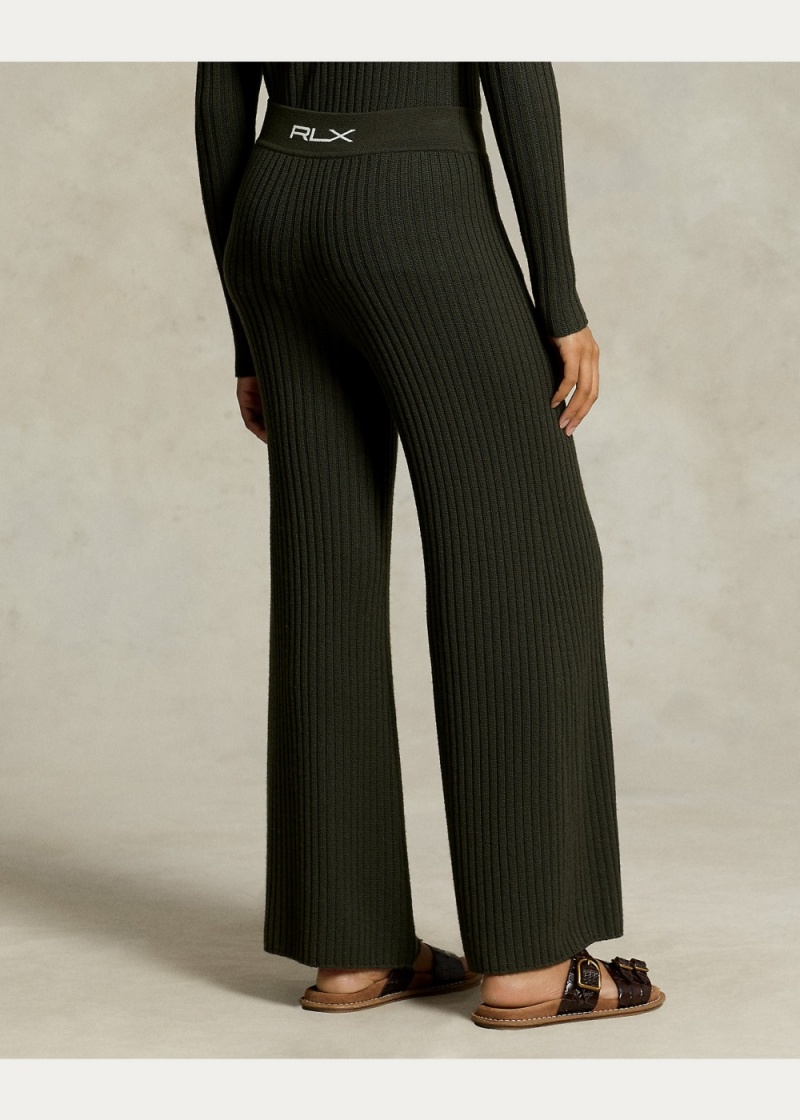 Pantalones Merino Lana Anchos-Leg Jumpers Mujer Verde Oliva | WYNM94175 - vista 3