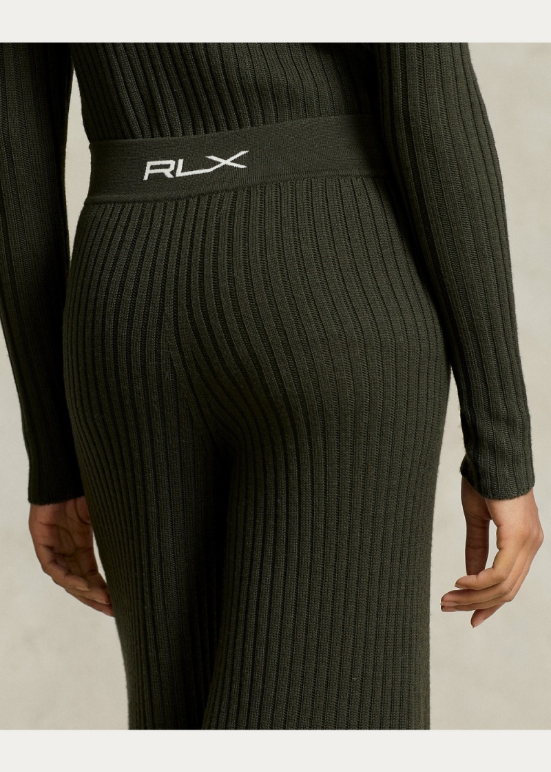 Pantalones Merino Lana Anchos-Leg Jumpers Mujer Verde Oliva | WYNM94175 - vista 4