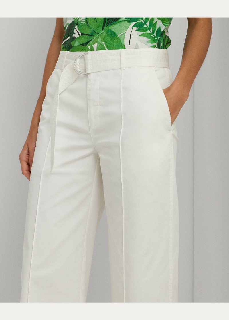 Pantalones Micro-Sanded Twill Belted Anchos-Leg Mujer Blancos | AUTD91036 - vista 2