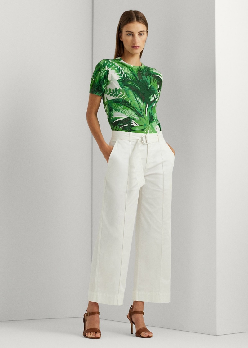 Pantalones Micro-Sanded Twill Belted Anchos-Leg Mujer Blancos | AUTD91036 - vista 1