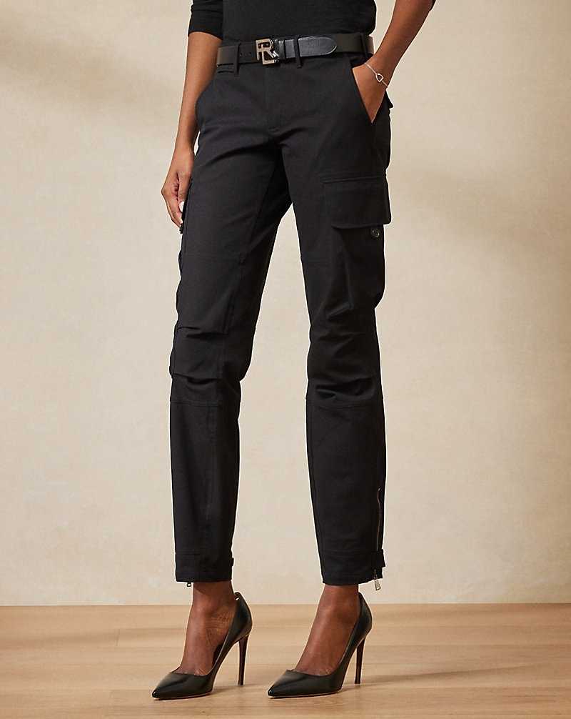 Pantalones Ralph Lauren Mitchell Stretch Cotton Twill Mujer Negros | RXHKNOV-84 - vista 3