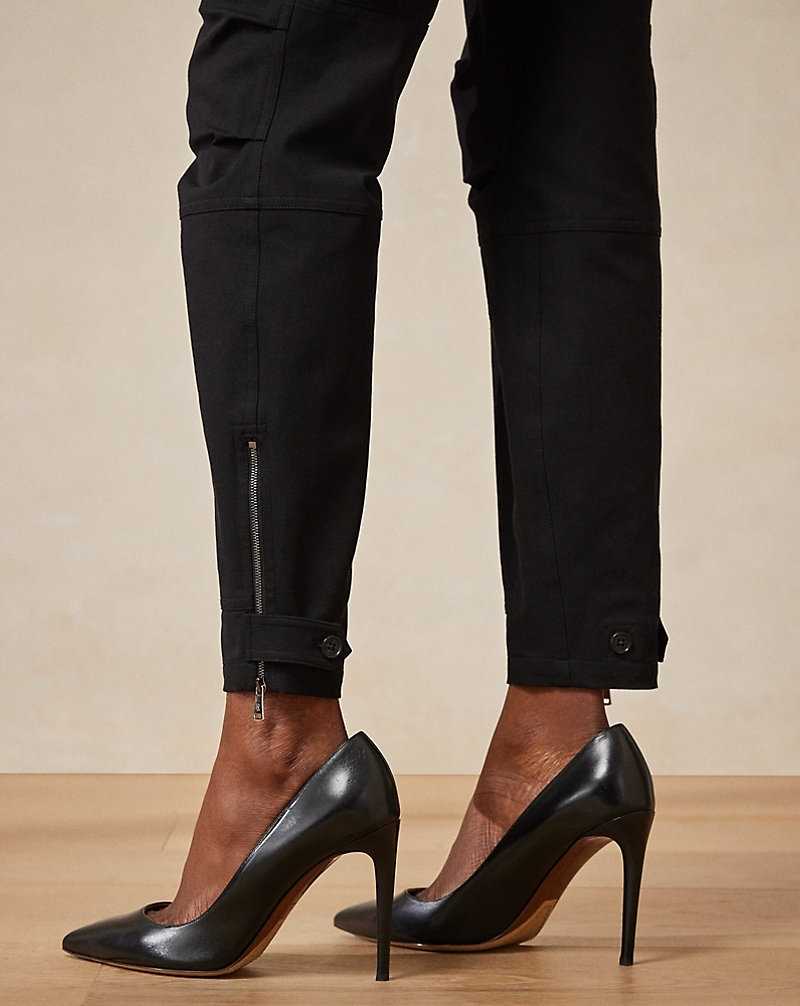 Pantalones Ralph Lauren Mitchell Stretch Cotton Twill Mujer Negros | RXHKNOV-84 - vista 5