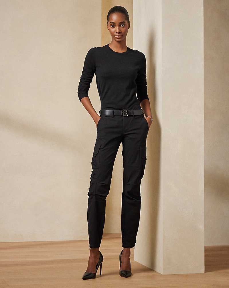 Pantalones Ralph Lauren Mitchell Stretch Cotton Twill Mujer Negros | RXHKNOV-84 - vista 1