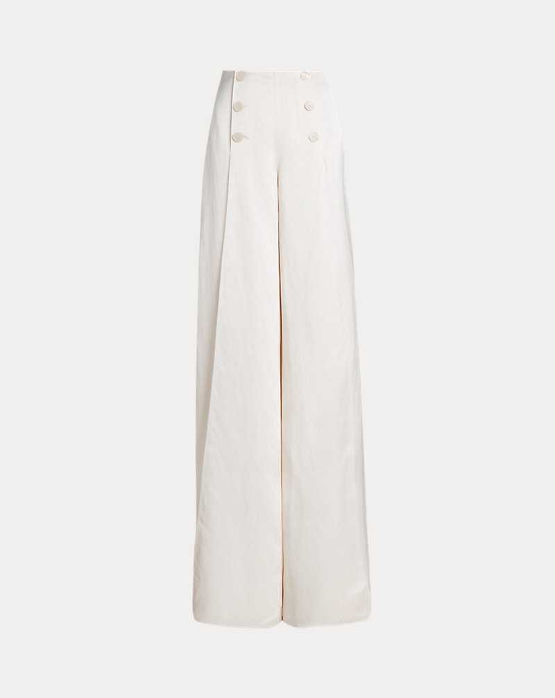 Pantalones Ralph Lauren Montaine Linen-Blend Mujer Creme | ZXCEKLW-20 - vista 2