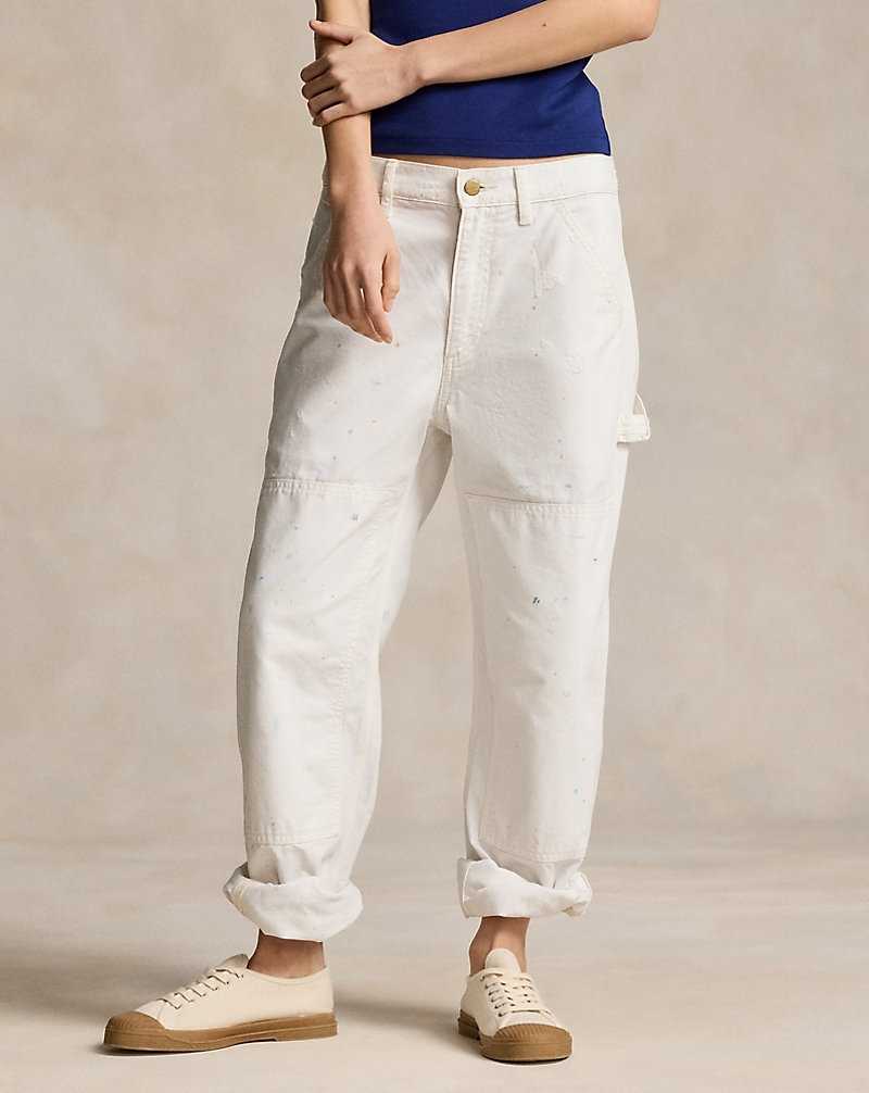 Pantalones Ralph Lauren Paint-Splatter Cotton Utility Mujer Ecru | WEJUAPX-08 - vista 3
