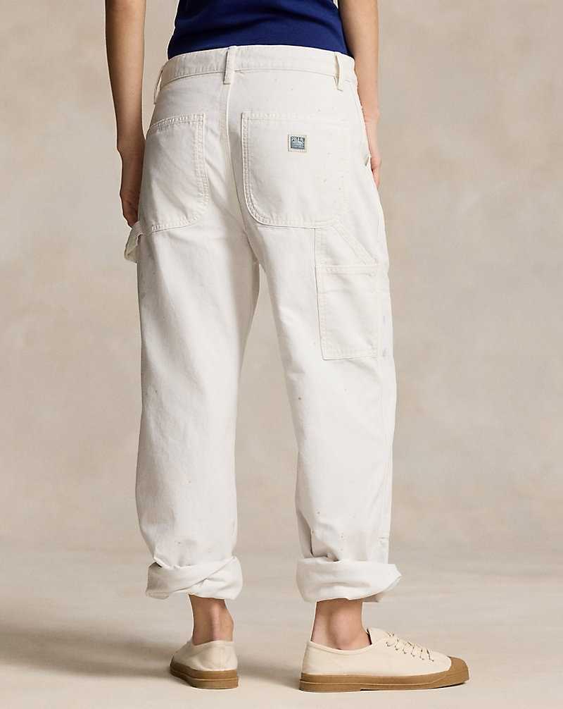 Pantalones Ralph Lauren Paint-Splatter Cotton Utility Mujer Ecru | WEJUAPX-08 - vista 4