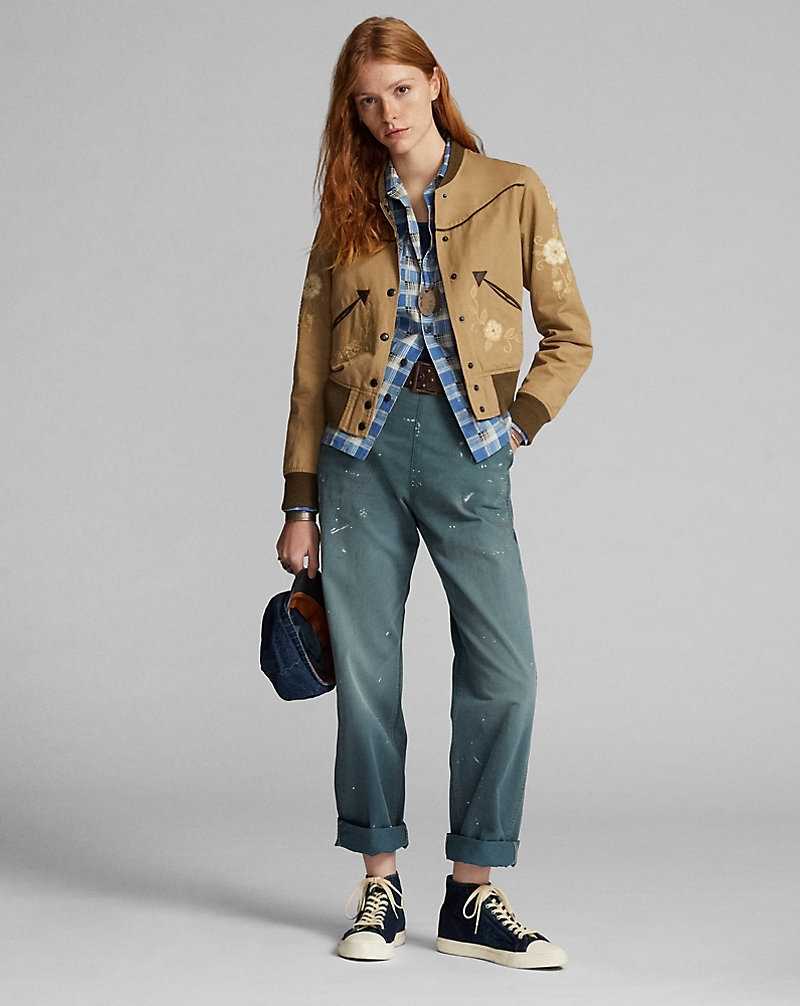 Pantalones Ralph Lauren Paint-Splatter Twill Mujer Verdes | YFGXPEO-31 - vista 2