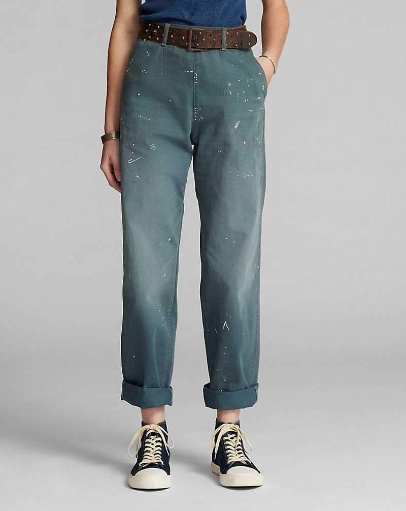 Pantalones Ralph Lauren Paint-Splatter Twill Mujer Verdes | YFGXPEO-31 - vista 3