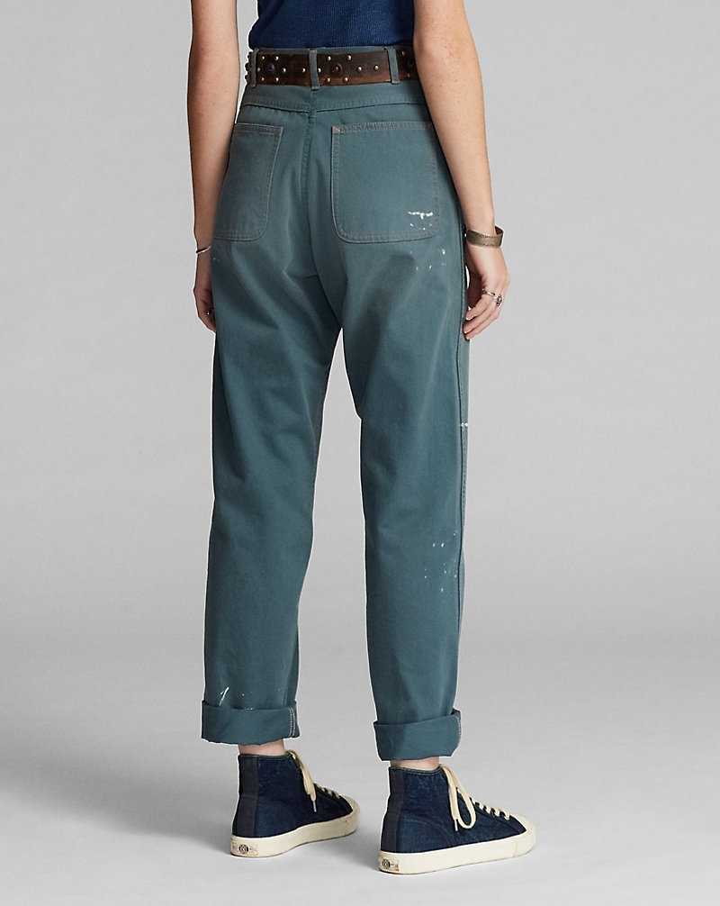 Pantalones Ralph Lauren Paint-Splatter Twill Mujer Verdes | YFGXPEO-31 - vista 4