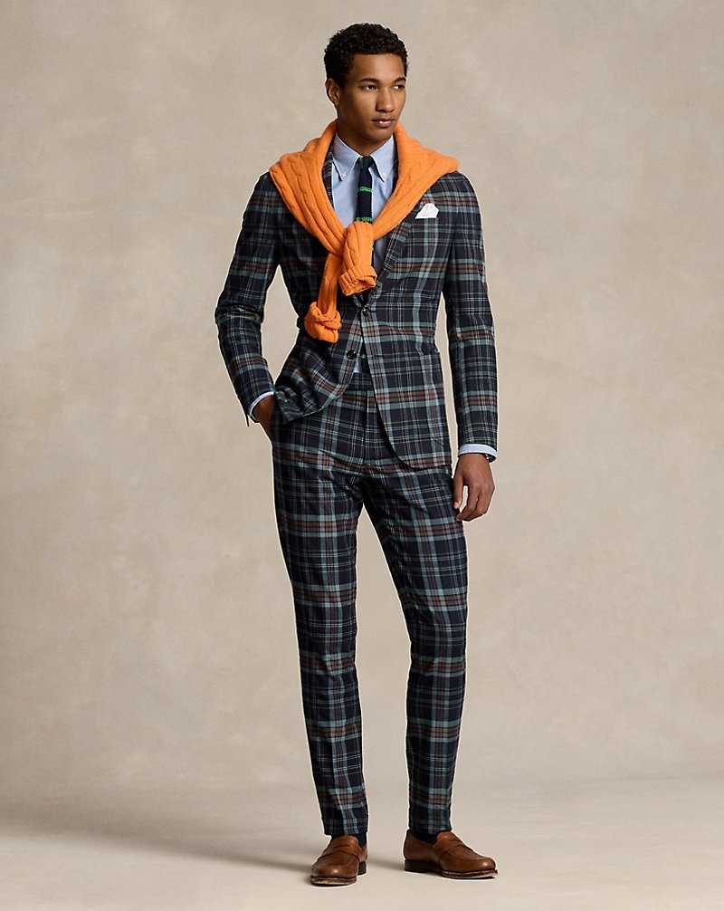 Pantalones Ralph Lauren Patchwork Plaids Hombre Navy/Burgundy Multi | RFYAXLT-52 - vista 1
