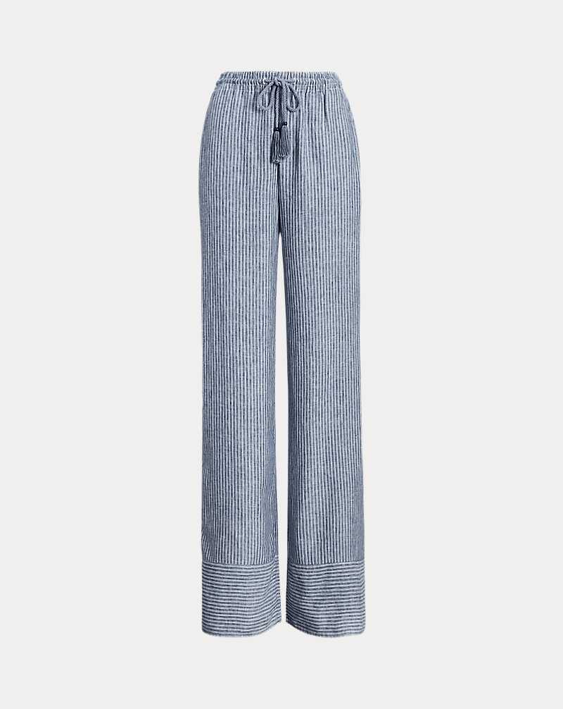 Pantalones Ralph Lauren Pinstripe Linen Wide-Leg Mujer Blue/White | VORUNMC-53 - vista 2