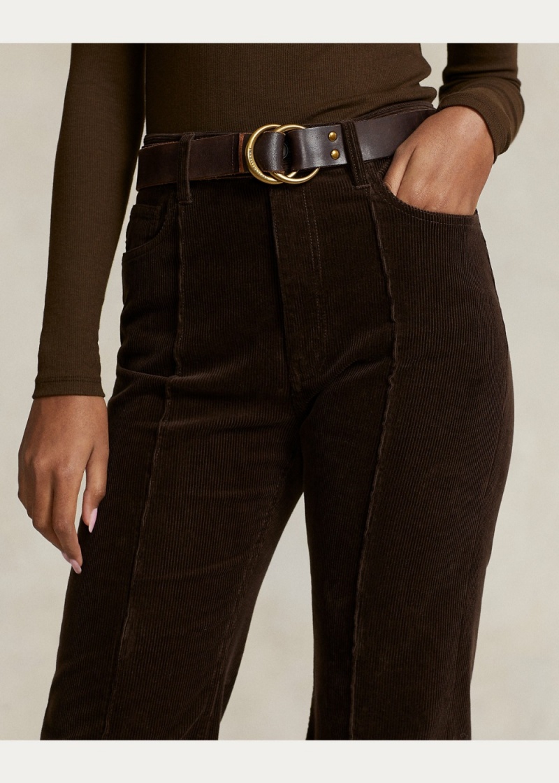 Pantalones Pintucked Corduroy Flare Pant Mujer Marrom | DOQV36920 - vista 2