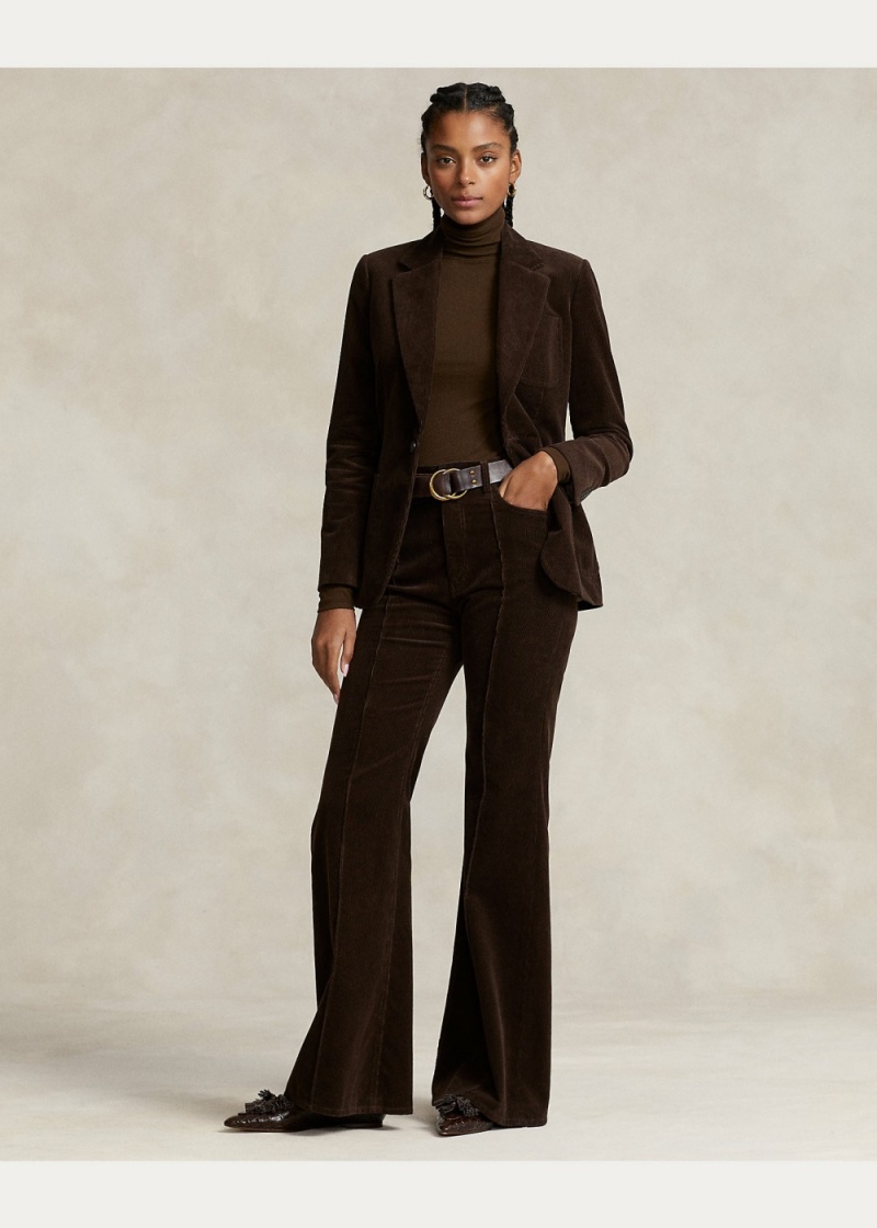 Pantalones Pintucked Corduroy Flare Pant Mujer Marrom | DOQV36920 - vista 3